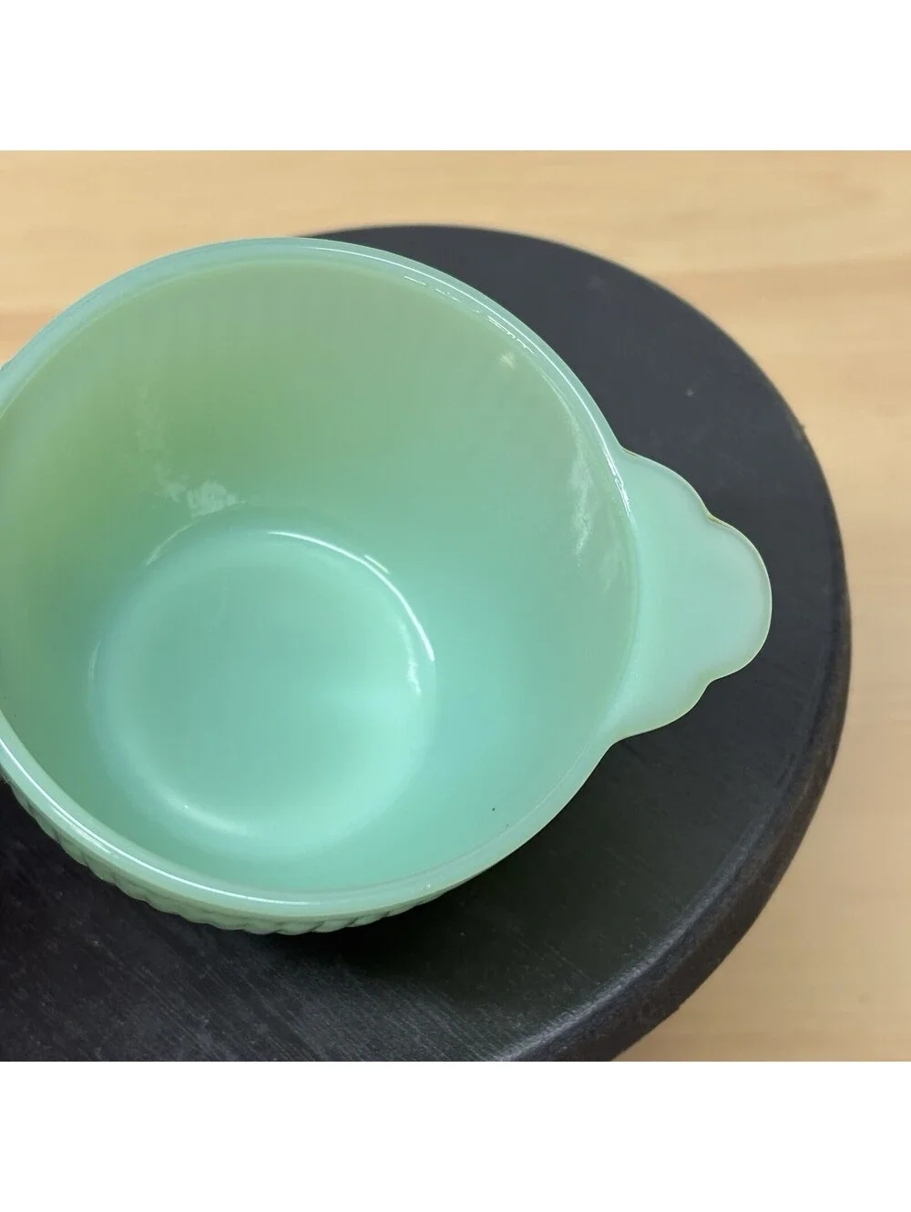 Fire King Jadeite Ribbed Jane Ray Sugar Bowl (No Lid) Anchor Hocking Green Glass